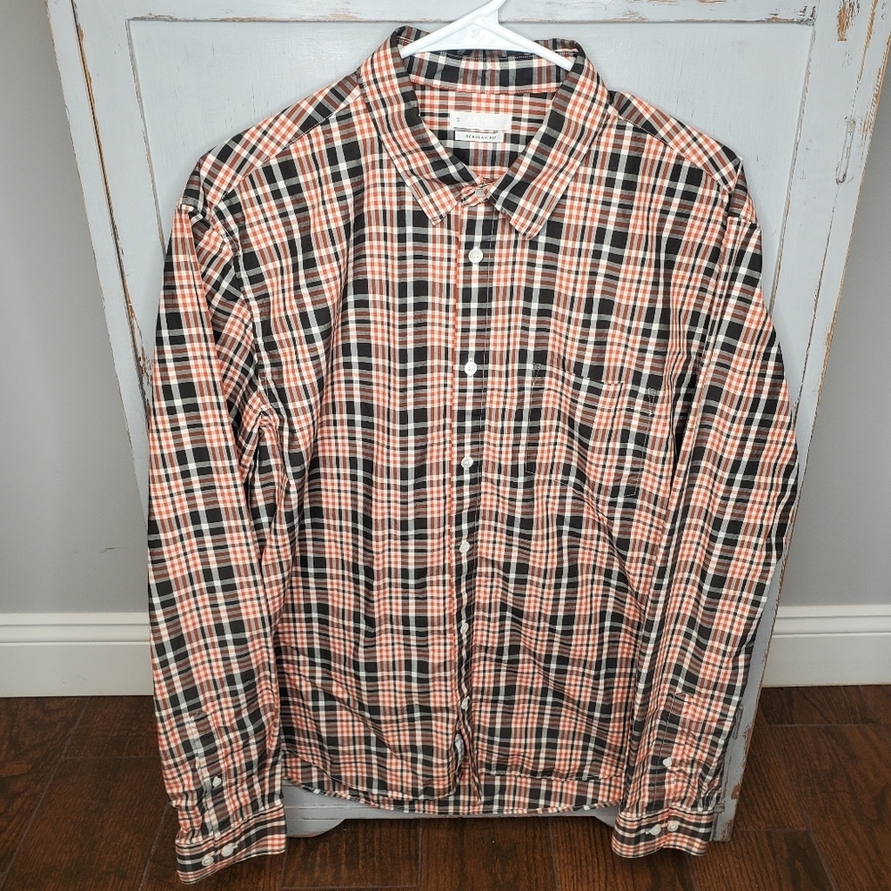 Arket Tartan Plaid Button Up Regular Fit XL